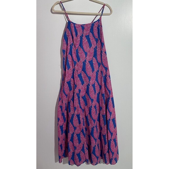 Vineyard Vines Dress 6 Tropical Leaf Maxi Cottagecore Feminine Beachy Resort - Picture 3 of 12